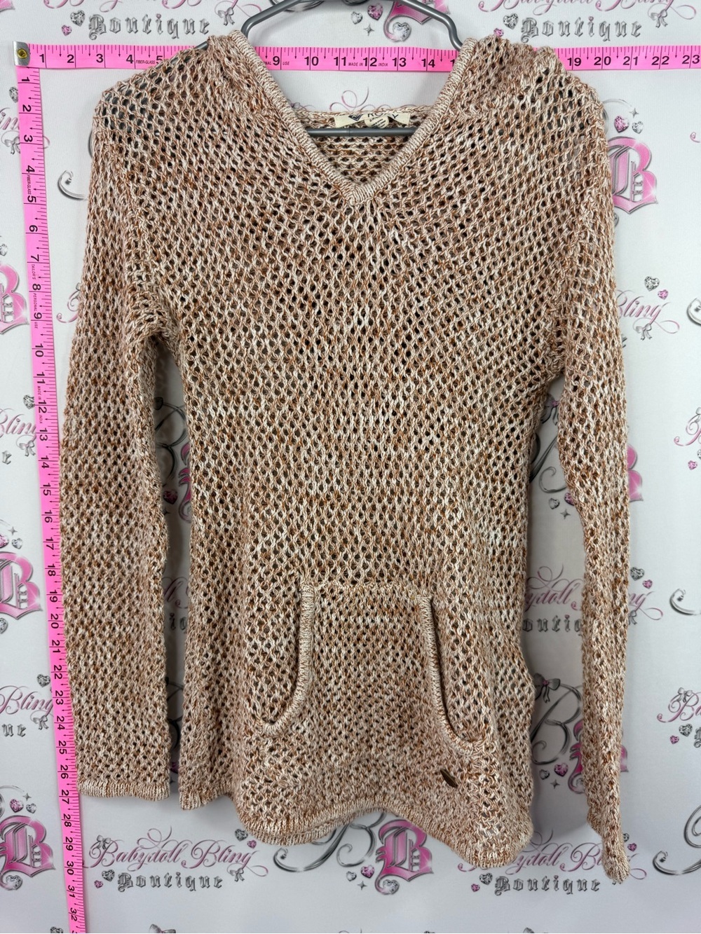 Roxy sweater crochet knitted Open-Knit V-Neck Sweater